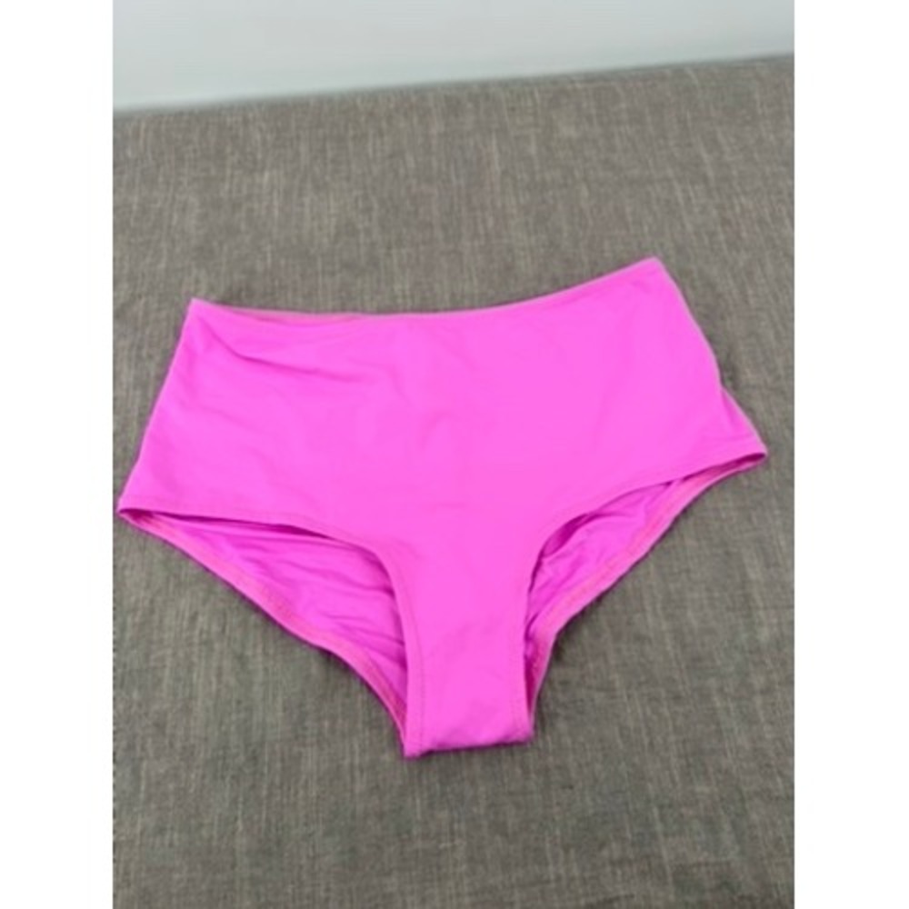 SKIMS Recycled Swim Boyshort High Waisted Bikini Bottom Neon Orchid Size L NWT